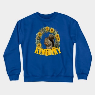 For The Love Of Kentucky, Grey Squirrels and Yellow Flowers Crewneck Sweatshirt